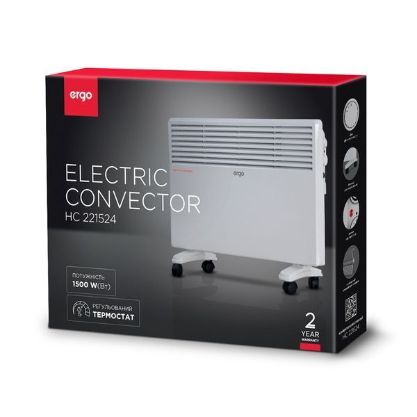 Електроконвектор 1500Вт ERGO HC 221524 (6806474) 6806474 &mdash; фото в інтернет-магазині Convector SHOP